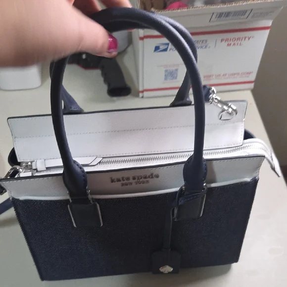 kate spade Denim and White Satchel Nwot - Picture 6 of 9